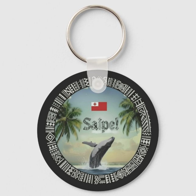 Saipe Tonga Eua whale tropical pacific island Keychain (Front)