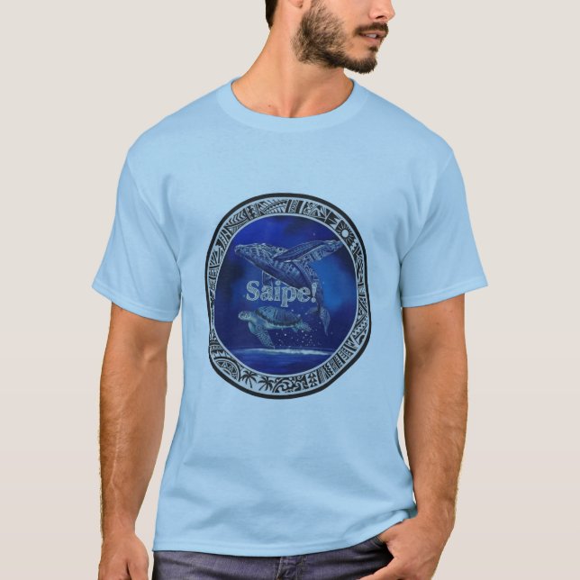 Saipe Tonga Off grid Pacific island whale turtle T-Shirt (Front)