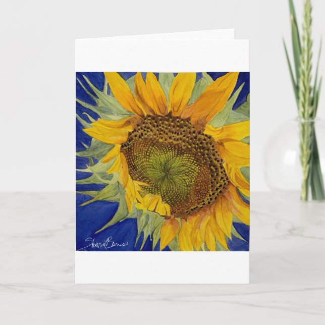 Saiqa's Sunflower Folded Greeting Card (Front)