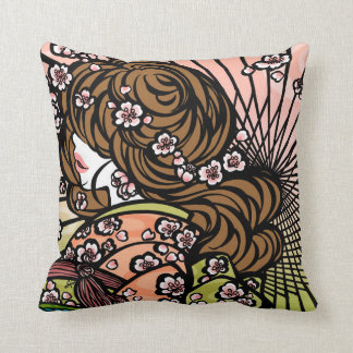 SajuArtZen "Bangasa and Cherry Blossoms" Pillow