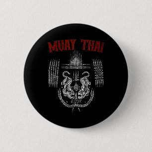 Sak Yant Muay Thai Kickboxing Tattoo Asian Cultura Button