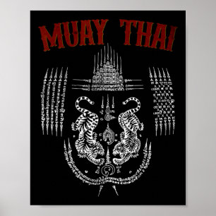 Sak Yant Muay Thai Kickboxing Tattoo Asian Cultura Poster