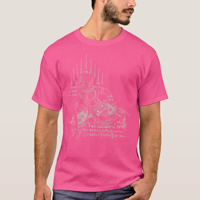 Sak Yant Thai Tattoo Hanuman Mythical Yantra Thail T-Shirt (Front)