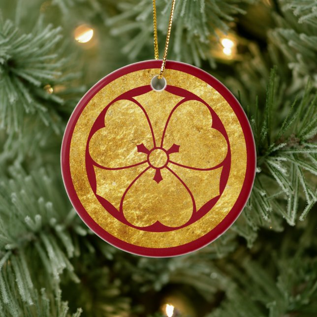 Sakai Mon Japanese samurai clan in faux gold Ceramic Ornament (Tree)