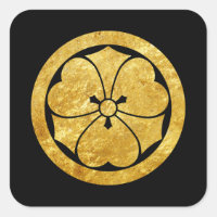 Sakai Mon Japanese samurai faux gold on black Square Sticker