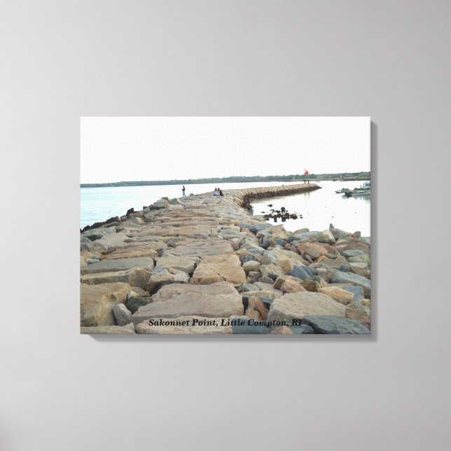 Sakonnet Point Breakwater Fishing, Little Compton Canvas Print (Front)