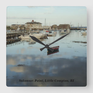 Sakonnet Point Breakwater, Little Compton, RI Square Wall Clock