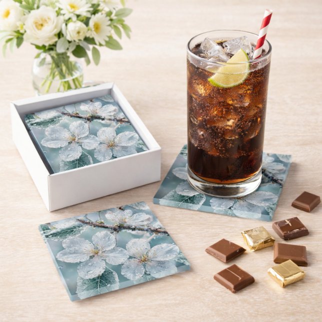 Sakora Flower Glass Coaster– Elegant Flower Design Coaster (Creator Uploaded)
