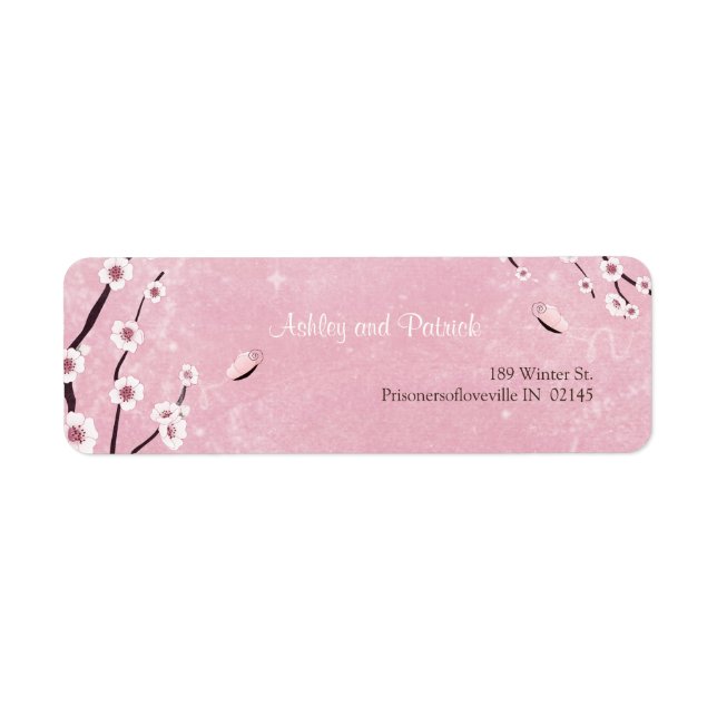 Sakura and Love Butterflies Adress Label (Front)