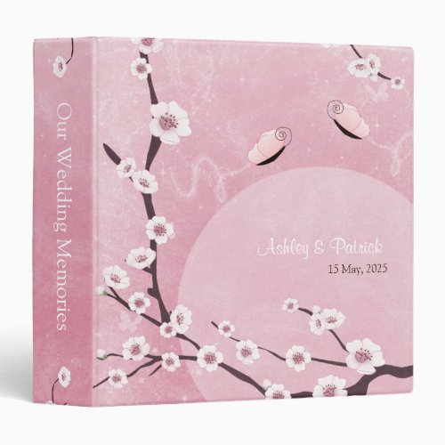 Sakura and Love Butterflies Wedding Photo Album Binder