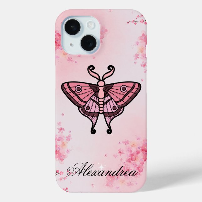 Sakura Bliss, Pink Moth, Sakura Background Case-Mate iPhone Case (Back)