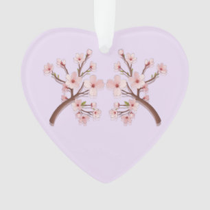 Sakura Blossom Branch Heart Acrylic Ornament