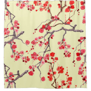 Sakura Blossom Watercolor Seamless Pattern Shower Curtain