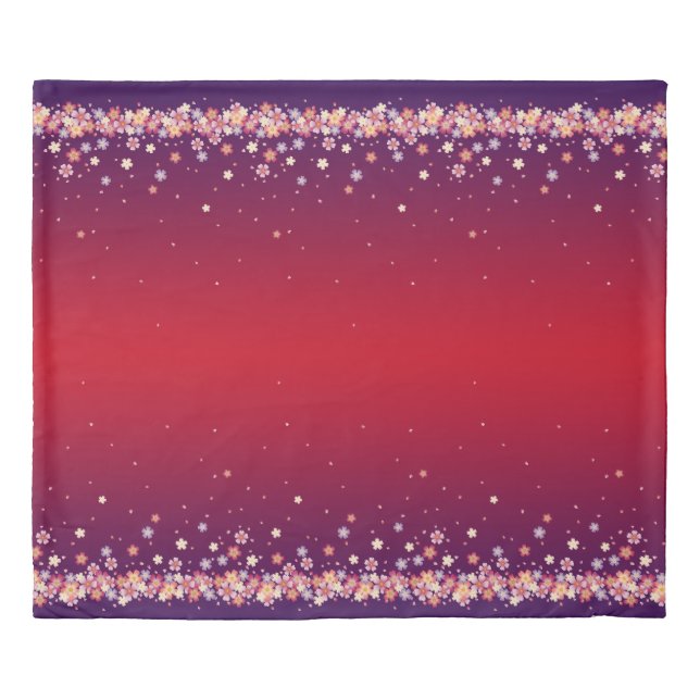 Sakura Blossoms - Ethereal Red & Purple King Duvet Cover (Front)