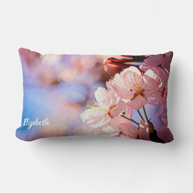 Sakura Blossoms On A Sunny Day Lumbar Pillow (Front)