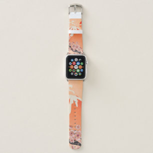 Sakura branch and volcano apple watch band
