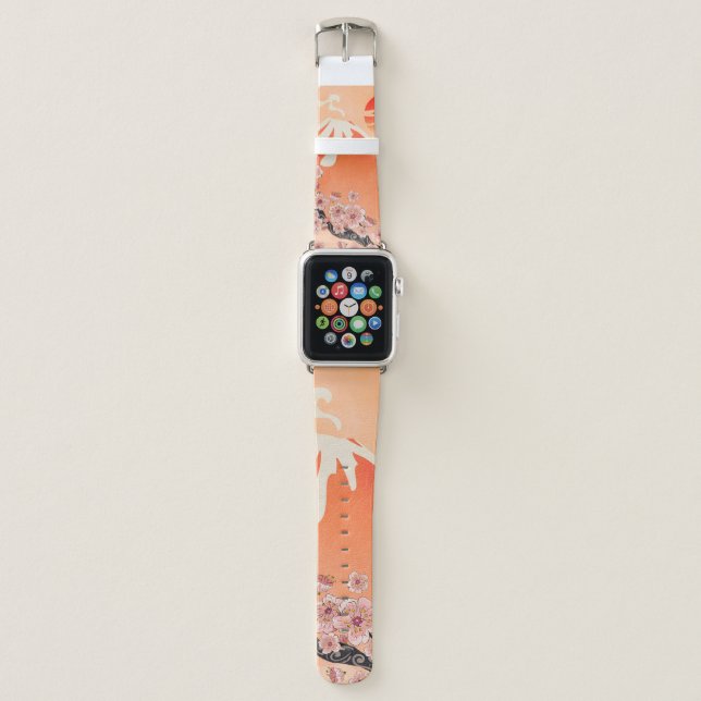 Sakura branch and volcano apple watch band (Front)