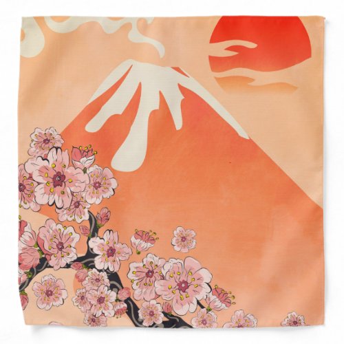 Sakura branch and volcano bandana