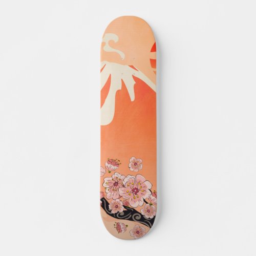 Sakura branch and volcano skateboard