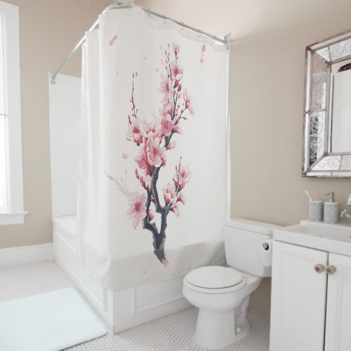 Sakura branch design shower curtain