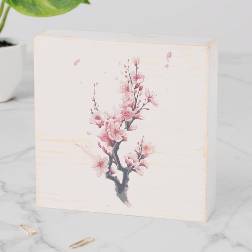 Sakura branch design wooden box sign