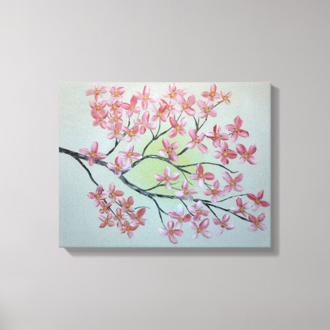 Sakura branch. Oil painting Canvas Print (Front)