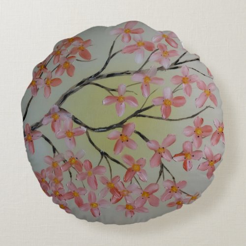 Sakura branch round pillow