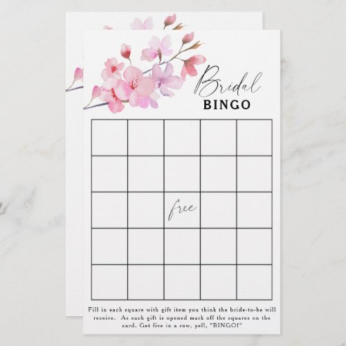 Sakura _ Bridal shower bingo game