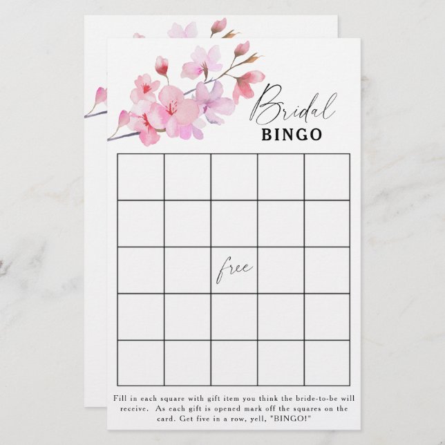 Sakura - Bridal shower bingo game (Front/Back)