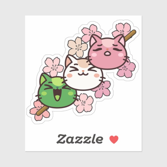 Sakura Cat Dango - Kawaii Japan Spring Sticker (Sheet)