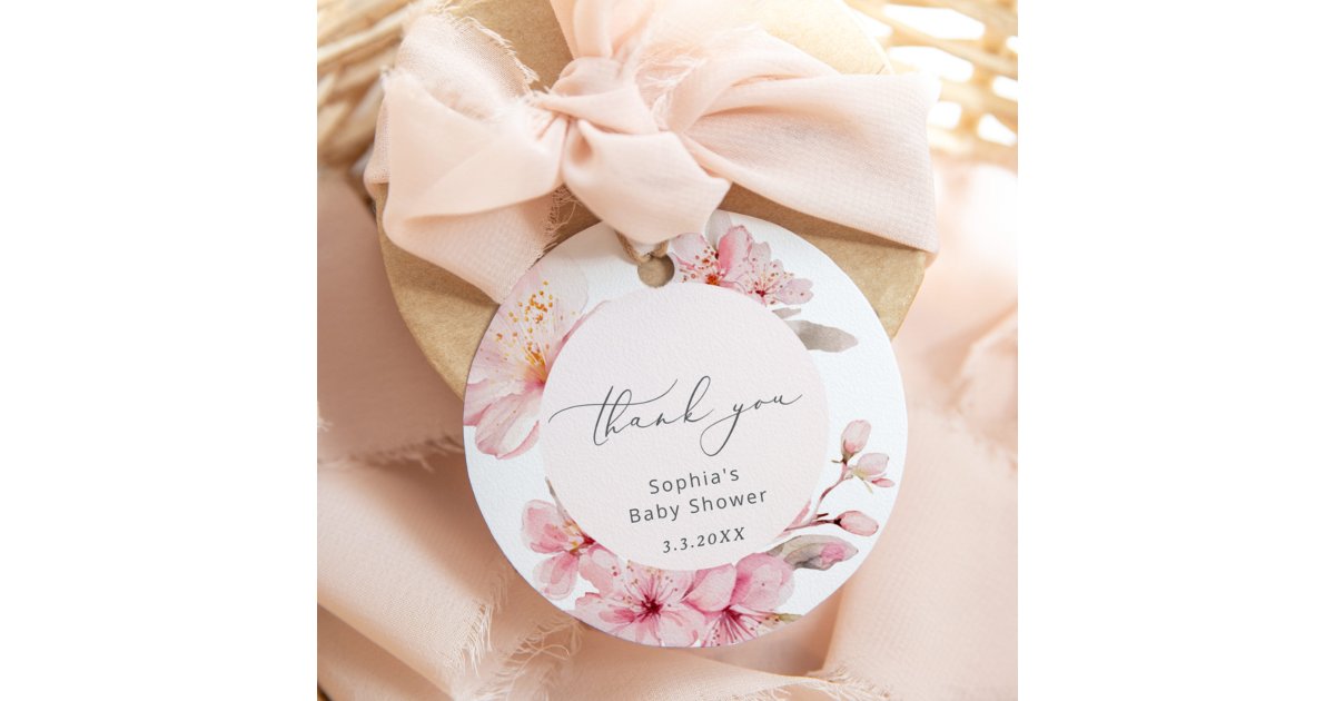 Sakura cherry blossom baby shower favor tags