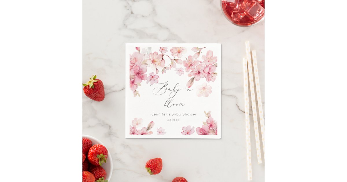 Sakura cherry blossom baby shower napkins Zazzle