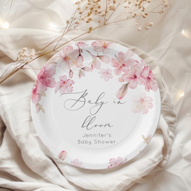 Sakura cherry blossom baby shower paper plates (Creator Uploaded)