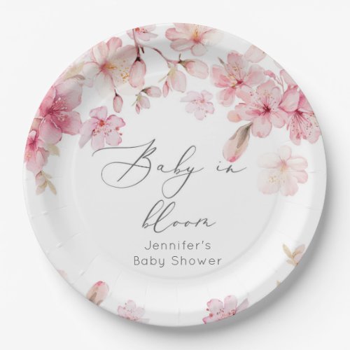 Sakura cherry blossom baby shower paper plates