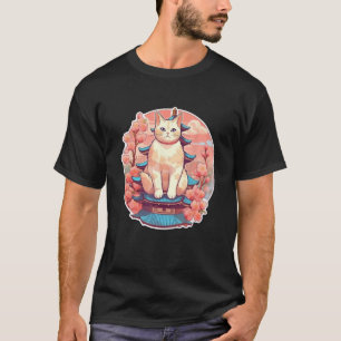 Sakura Cherry Blossom Cat Vintage 80s 90s Japanese T-Shirt