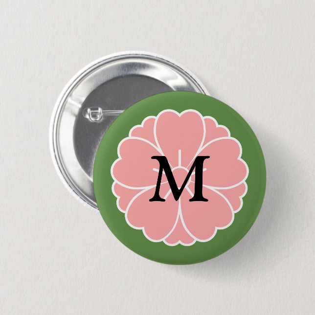 Sakura Cherry Blossom Crest: Monogram Button (Front & Back)