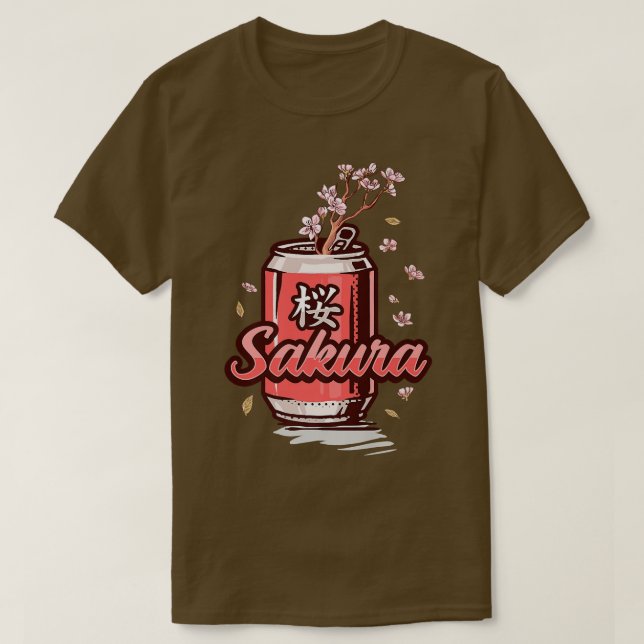 Sakura Cherry Blossom Drink Can Art for Japanese C T-Shirt (Design Front)