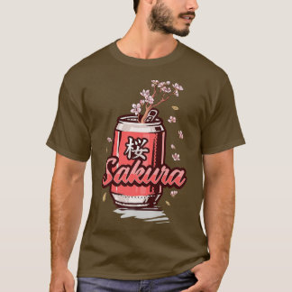 Sakura Cherry Blossom Drink Can Art for Japanese C T-Shirt