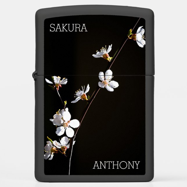 Sakura cherry blossom elegant customizable zippo lighter (Front)