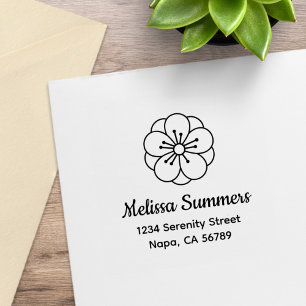 Sakura Cherry Blossom Flower Address Rubber Stamp