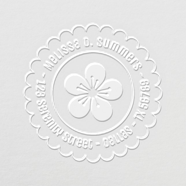 Sakura Cherry Blossom Flower Round Address Embosser (Design)