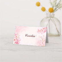 Sakura Cherry Blossom Folded Place Card