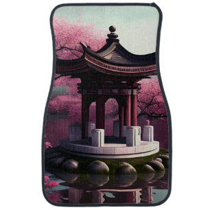 Sakura Cherry Blossom Garden Shrine Pond Japanese Car Floor Mat