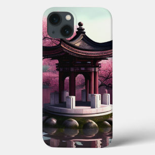 Sakura Cherry Blossom Garden Shrine Pond Japanese iPhone 13 Case
