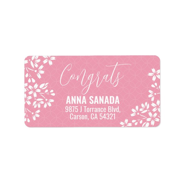 SAKURA cherry blossom Graduation party Invitation Label (Front)