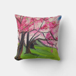 Sakura Cherry Blossom Japanese Art Throw Pillow