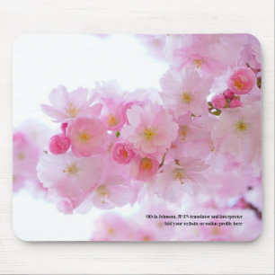 Sakura cherry blossom Japanese translator pink Mouse Pad
