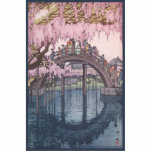 Sakura Cherry Blossom, Kameido River Bridge Japan Cutout<br><div class="desc">Japanese sakura flowers also known as cherry blossoms bloom on the river over Kameido bridge.  At the Kameido Tenjin Shrine in feudal Japan.</div>