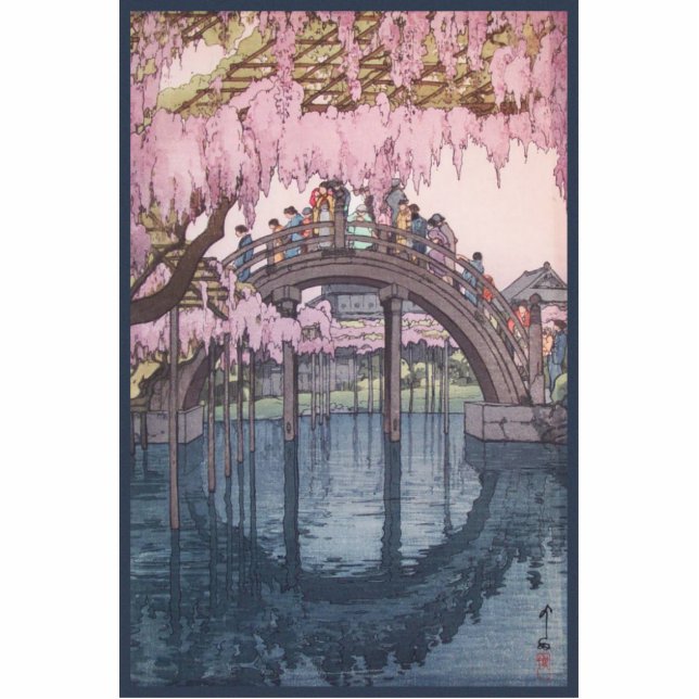 Sakura Cherry Blossom, Kameido River Bridge Japan Cutout (Front)