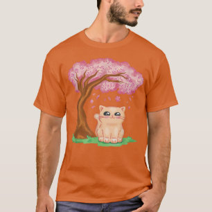 Sakura Cherry Blossom Kitty Cat Kitten Japanese Ka T-Shirt